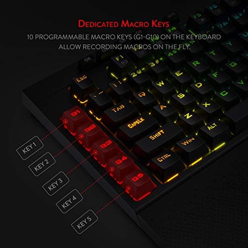 Redragon K596 Vishnu 2.4G Wireless/Wired RGB Mechanical Gaming Keyboard, 87 Keys TKL Compact Keyboard with 2400 mAh Battery, 10 Onboard Macro Keys & Wrist Rest, 10H Play Time, Red Switches image