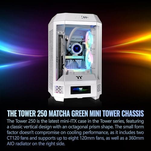 Thermaltake The Tower 250 Mini-ITX Tower White with Tempered Glass Side Panel and USB 3.2 Gen 2 Type-C, USB 3.2 Gen 1 Type-A image