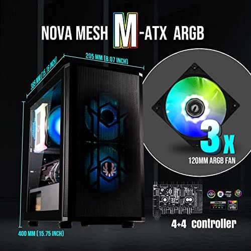 BitFenix Nova Mesh M ARGB MicroATX Mini Tower Black Tempered Glass Side Panel image