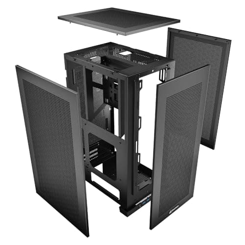 SHARKOON Rebel C20 Mini-ITX Desktop Black with Mesh Side Panel and USB 3.2 Gen 2 Type-C, USB 3.2 Gen 1 Type-A image