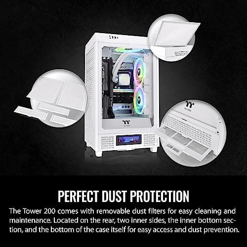 Thermaltake The Tower 200 Mini-ITX Tower White with Tempered Glass Side Panel and USB 3.2 Gen 2 Type-C image
