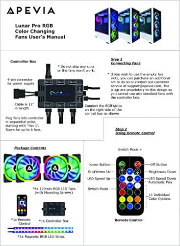 Apevia Lunar Pro 120mm RGB 57.67 CFM White / Black 4-Pack image
