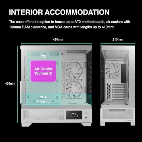 GAMDIAS ATLAS M1 ATX Mid Tower White with Tempered Glass Side Panel, USB 3.2 Gen 1 Type-A, and 420 x 210 x 465 mm image