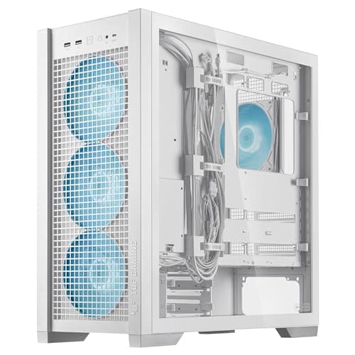Asus TUF Gaming GT302 ARGB ATX Mid Tower White Tempered Glass Side Panel, ARGB image