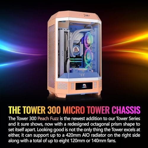 Thermaltake The Tower 300 MicroATX Mini Tower Tempered Glass Side Panel - Peach Fuzz image