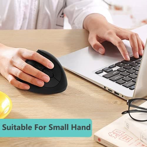 Rechargeable Ergonomic Mouse, LEKVEY Vertical Wireless Mouse 2.4G High Precision Ergonomic Optical Mice for Carpel Tunnel Wrist Pain【 Suitable for Medium/Small Hands 】 (Black) image