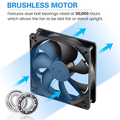 GDSTIME 120mm AC to DC 12V Powered Fan with Speed Controller, for Receiver Amplifier DVR Playstation Xbox Component Cooling image