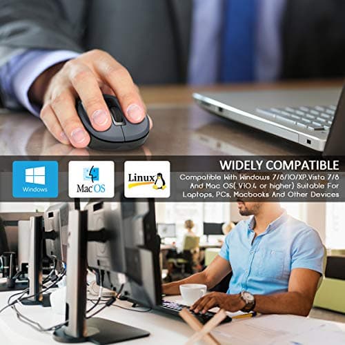 Wireless Mouse, RATEL 2.4G Wireless Ergonomic Mouse Computer Mouse Laptop Mouse USB Mouse 6 Buttons with Nano Receiver 3 Adjustable DPI Levels Cordless Wireless Mice for Windows, Mac（Black） image