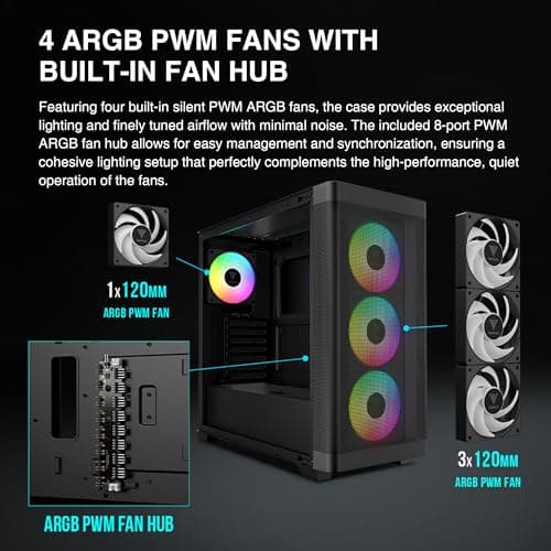 GAMDIAS ATHENA M3 ATX Mid Tower Black with Tempered Glass Side Panel and USB 3.2 Gen 2 Type-C, USB 3.2 Gen 1 Type-A image