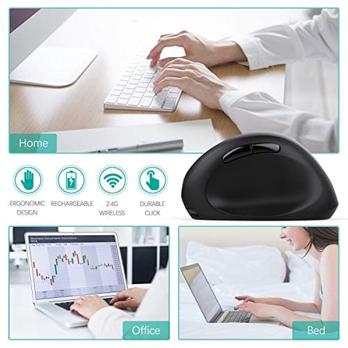Ergonomic Wireless Mouse, Jelly Comb Rechargeable 2.4GHz Wireless Ergonomic Vertical Mouse Optical Mice with Adjustable DPI 1000/1600/2400 - MV09F image