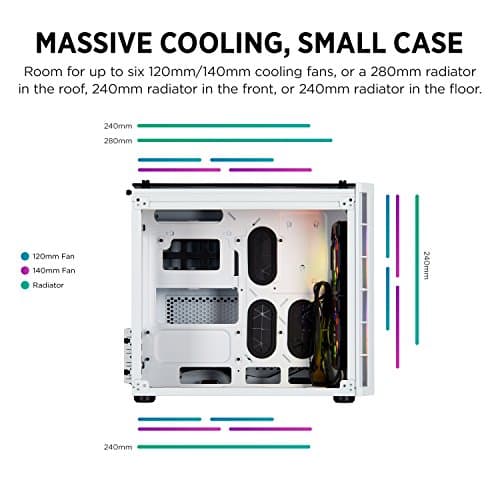 CORSAIR CRYSTAL 280X RGB White Micro-ATX Case, 2 RGB Fans, Lighting Node PRO included, Tempered Glass - Black (CC-9011135-WW) image