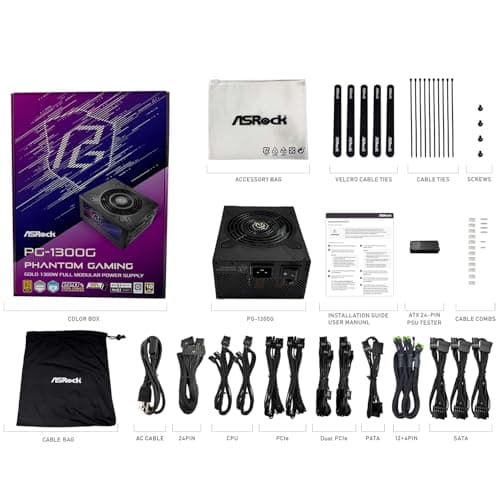 ASRock Phantom Gaming PG-1300G Black 1300W Fully Modular 80+ Gold Certified image