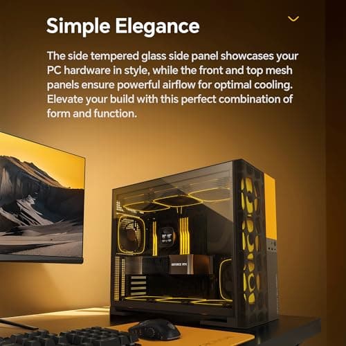 Geometric Future Model 5 Vent ATX Mid Tower Black / Yellow Tempered Glass Side Panel image