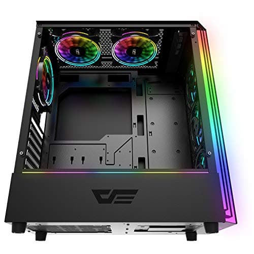 darkFlash J11 Black ATX Mid-Tower Desktop Computer Gaming Case USB 3.0 Ports Tempered Glass Windows with 1pcs 120mm LED MR12 RGB Fan Pre-Installed image
