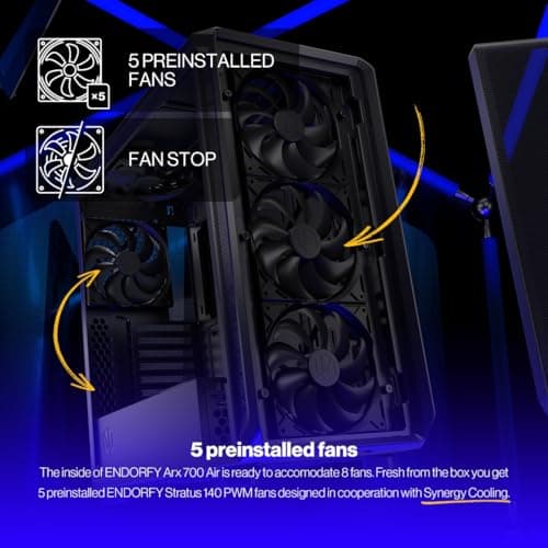 ENDORFY Arx 700 Air ATX Mid Tower Black with Tempered Glass Side Panel and USB 3.2 Gen 2 Type-C, USB 3.2 Gen 1 Type-A image