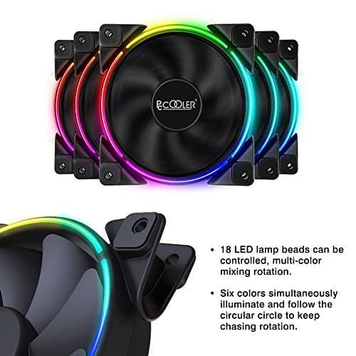 Pccooler 120mm Fan Moonlight Series, PC-3M120 RGB LED Computer Case Fan - PWM PC Cooling Fan - Dual Light Loop Quiet Fan/Multiple Light Modes with Controller for PC Cases, CPU Coolers image