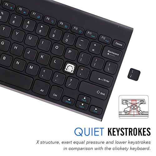 Arteck 2.4G Wireless Keyboard Stainless Steel Ultra Slim Keyboard for Computer/Desktop/PC/Laptop/Surface/Smart TV and Windows 10/8 / 7 / Vista/XP Built in Rechargeable Battery image