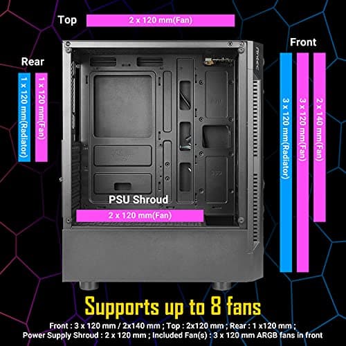 Antec NX260 ATX Mid Tower Black with Tempered Glass Side Panel and USB 3.2 Gen 1 Type-A, USB 2.0 Type-A image