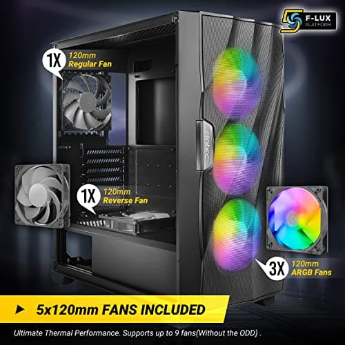 Antec DF700 FLUX ATX Mid Tower Black Tempered Glass Side Panel, USB 3.2 Gen 1 Type-A image