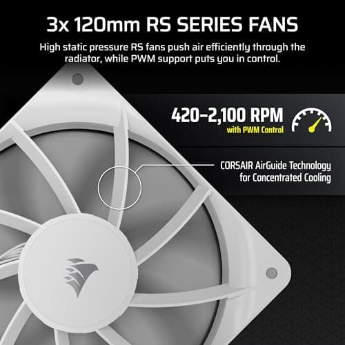 Corsair NAUTILUS 360 RS LCD Water 360mm 72.8 CFM White image
