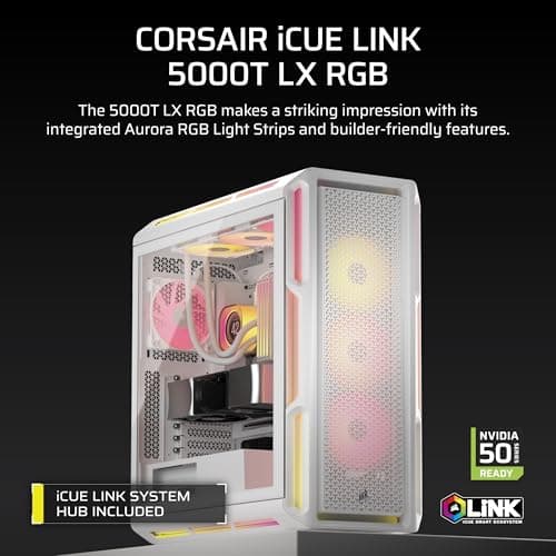 Corsair iCUE 5000T LX RGB ATX Mid Tower White Tempered Glass image