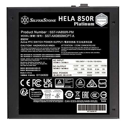 Silverstone HELA 850R Black / Silver 850W Fully Modular 80+ Platinum Certified image