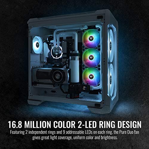 Thermaltake Pure Duo 120mm White 56.51 CFM PWM Addressable RGB 2-Pack image