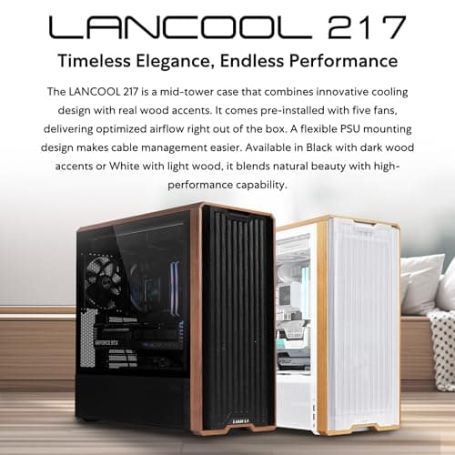 Lian Li LANCOOL 217 ATX Mid Tower Black / Brown with Tempered Glass Side Panel and USB 3.2 Gen 2 Type-C USB 3.2 Gen 1 Type-A image