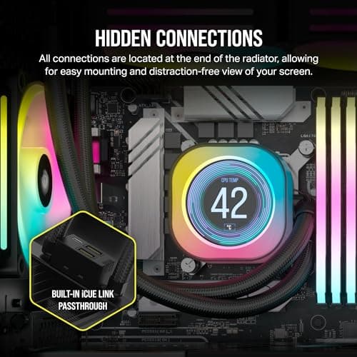 Corsair iCUE LINK H100i LCD Water 240mm 63.1 CFM Black image