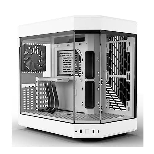 HYTE Y60 Modern Aesthetic Dual Chamber Panoramic Tempered Glass Mid-Tower ATX Computer Gaming Case with PCIe 4.0 Riser Cable Included, Snow White image
