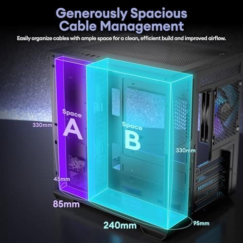 Okinos Mirage 4 Micro ATX Mini Tower Black with Tempered Glass Side Panel, USB 3.2 Gen 2 Type-C, USB 3.2 Gen 1 Type-A image