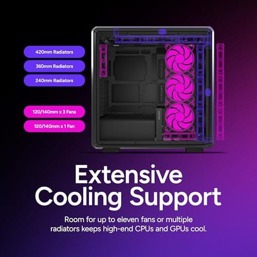 Cooler Master MasterFrame 600 ATX Mid Tower Black with Tempered Glass Side Panel and USB 3.2 Gen 2x2 Type-C USB 3.2 Gen 1 Type-A image