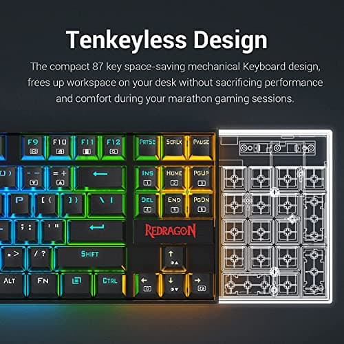 Redragon K552-RGB-BA Mechanical Gaming Keyboard and Mouse Combo Wired RGB LED Backlit 60% with Arrow Key Keyboard & 7200 DPI Mouse for Windows PC Gamers (Tenkeyless Keyboard Mouse Set) image