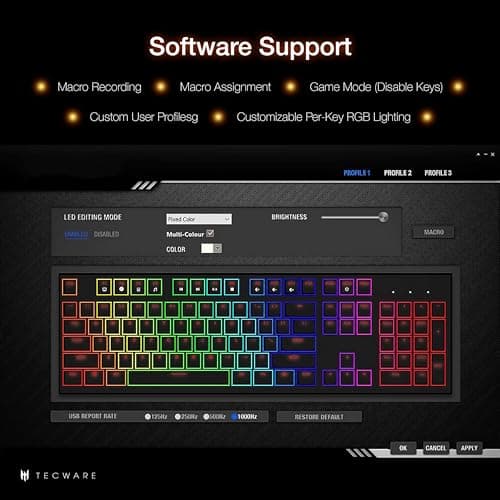 Tecware Phantom+ Elite RGB Bluetooth/Wireless/Wired Tecware Wraith Pink Gaming Keyboard image