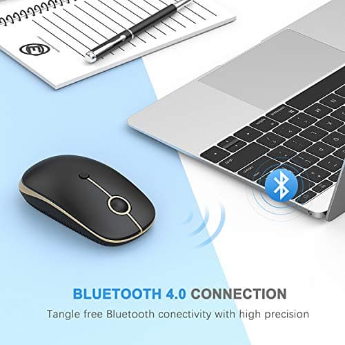Bluetooth Mouse, Jelly Comb MS003 Slim Dual Mode(Bluetooth 4.0 + USB) 2.4GHz Wireless Bluetooth Mouse for Laptop, iPad, MacBook, PC- For Windows 8.0/ MacOS 10.10/ iPad OS 13/ Android 4.3 or Above image