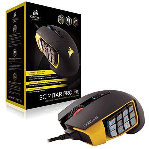 CORSAIR Scimitar Pro RGB - MMO Gaming Mouse - 16,000 DPI Optical Sensor - 12 Programmable Side Buttons - Yellow image