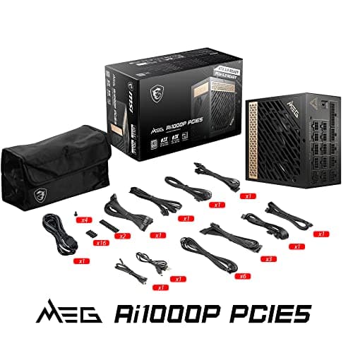 MSI MEG Ai1000P PCIE5 Black / Copper ATX 1000W Fully Modular 80+ Platinum Certified image