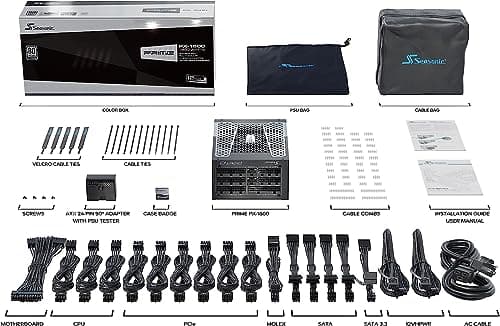 SeaSonic PRIME PX-1600 ATX 3.0 Black / Silver ATX 1600W Fully Modular 80+ Platinum Certified image