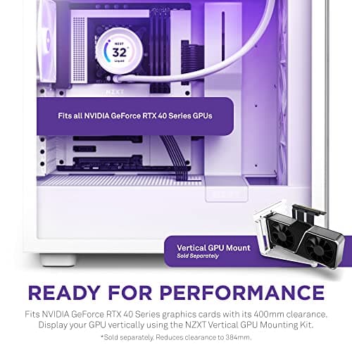 NZXT H7 Elite (2023) ATX Mid Tower White with Tempered Glass Side Panel, USB 3.2 Gen 2x2 Type-C, USB 3.2 Gen 1 Type-A image