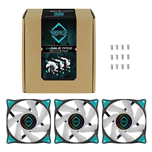 Iceberg Thermal IceGALE 120mm Black / Teal ARGB PWM 94 CFM 3-Pack image