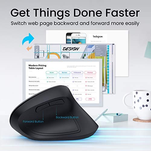 VicTsing Ergonomic Mouse, 2019 Upgraded Vertical Wireless Mouse 2.4G Optical Mouse-Reduce Wrist Pain , 6 Buttons 4 Adjustable DPI 1000/1600/2000/2400 Levels, Better Performance for PC, Desktop, Laptop image