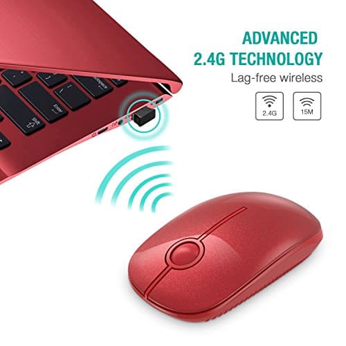 Jelly Comb 2.4G Slim Wireless Mouse with Nano Receiver, Less Noise, Portable Mobile Optical Mice for Notebook, PC, Laptop, Computer, MacBook MS001 (Pure Red) image