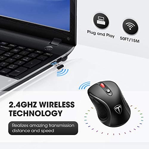VicTsing Computer Wireless Mouse, 2.4G Portable USB Mouse Ergonomic Mouse- Fit Your Hand Nicely, 5 Adjustable DPI Levels, Page Down/Up Buttons, 20 Months Battery Life, Designed for PC, Desktop, Laptop image