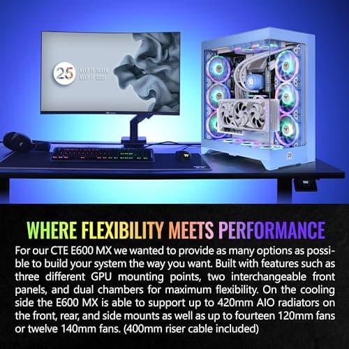 Thermaltake CTE E600 ATX Mid Tower Blue Tempered Glass Side Panel, USB 3.2 Gen 2 Type-C USB 3.2 Gen 1 Type-A Front Panel image