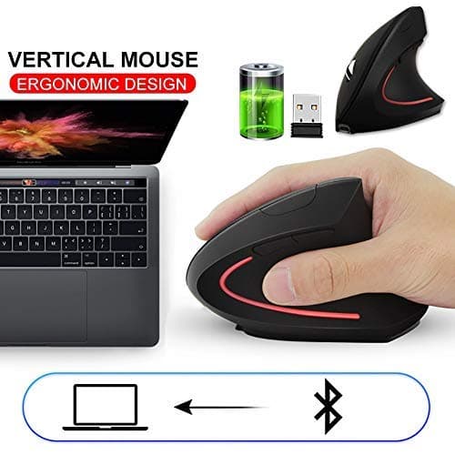 Ergonomic Wireless Mouse,Vertical Gaming Mouse -Ergonomic Design - Prevention of Mouse arm -Tennis Elbow (RSI Syndrome),3 Adjustable DPI 3200/1600/1200 Levels for Laptop, PC, MacBook, Notebook etc. image