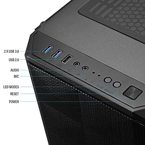 Rosewill SPECTRA D100 ATX Mid Tower Black with Tempered Glass Side Panel and USB 3.2 Gen 1 Type-A, USB 2.0 Type-A image