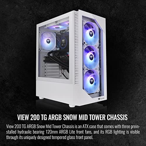Thermaltake View 200 ATX Mid Tower White Tempered Glass ARGB USB 3.2 Gen 1 Type-A image