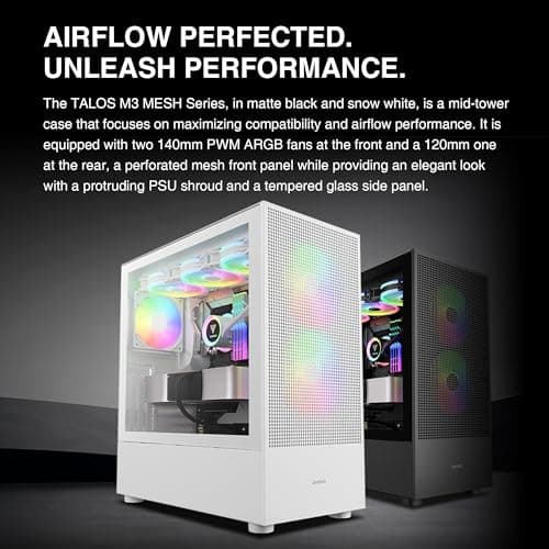 GAMDIAS Talos M3 Mesh ATX Mid Tower White Tempered Glass image