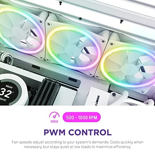 NZXT F120 120mm White RGB DUO Addressable RGB PWM 48.58 CFM 3-Pack image