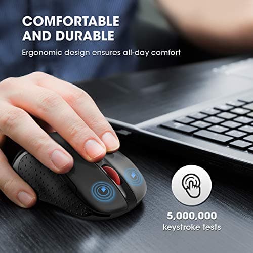 VicTsing Computer Wireless Mouse, 2.4G Portable USB Mouse Ergonomic Mouse- Fit Your Hand Nicely, 5 Adjustable DPI Levels, Page Down/Up Buttons, 20 Months Battery Life, Designed for PC, Desktop, Laptop image